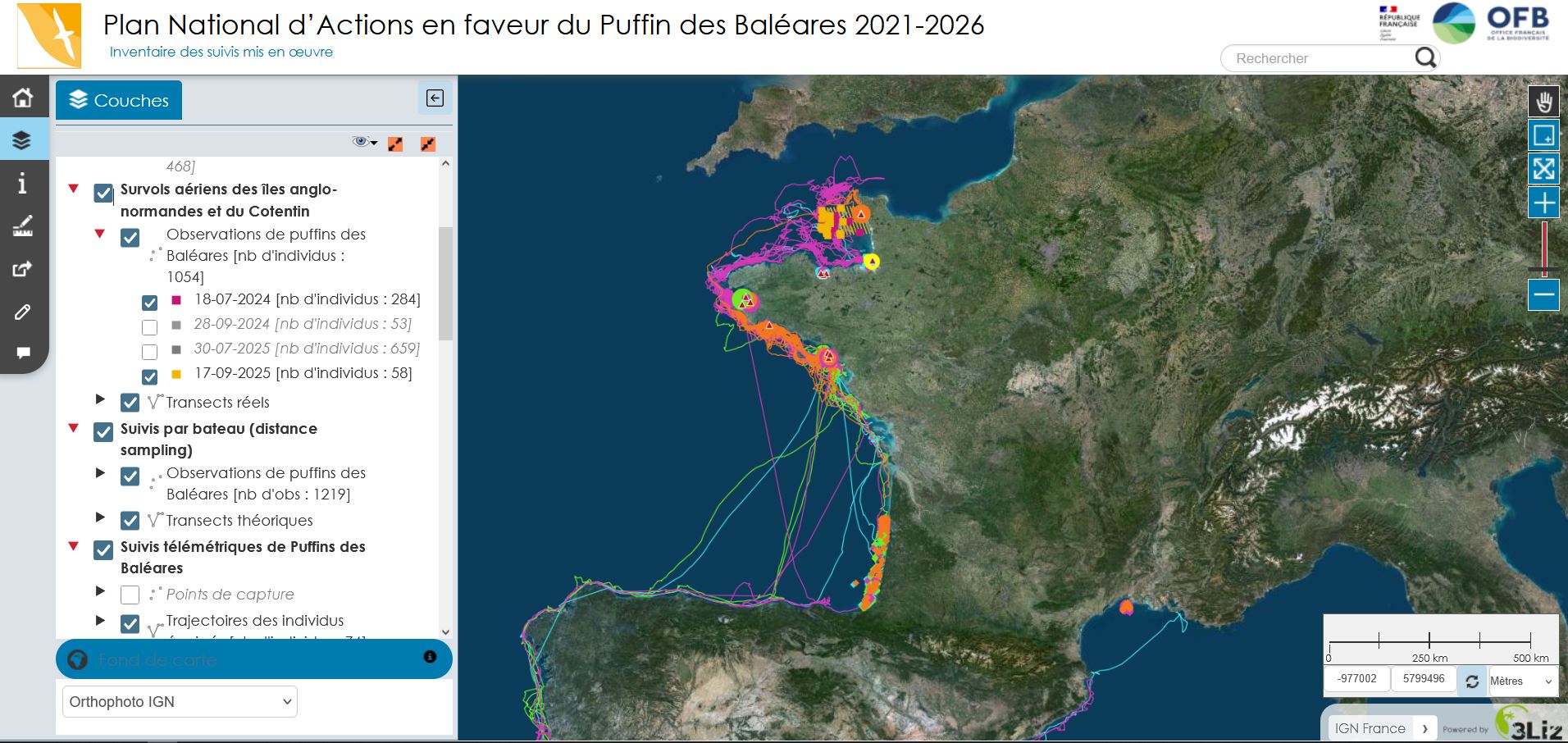 Carte Lizmap PNA Puffin des Baléares
